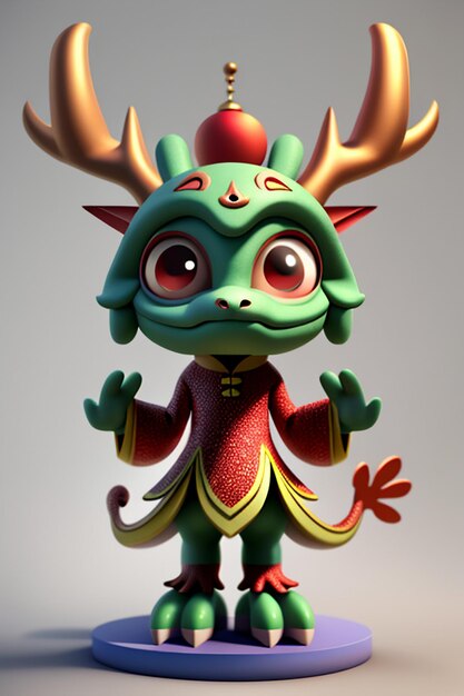 Cartoon Animation Chinese Dragon Baby Anthropomorphic 3D Rendering Character Model Figure Product