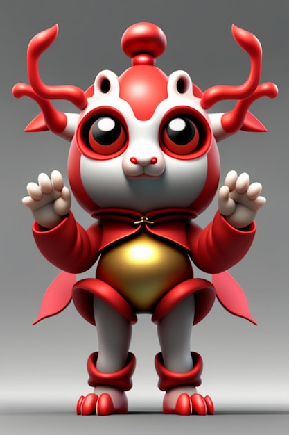 Cartoon Animation Chinese Dragon Baby Anthropomorphic 3D Rendering Character Model Figure Product