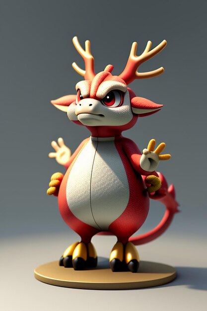 Cartoon Animation Chinese Dragon Baby Anthropomorphic 3D Rendering Character Model Figure Product