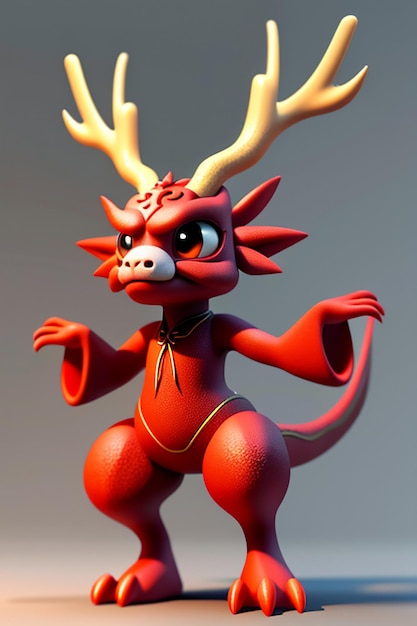 Cartoon animation chinese dragon baby anthropomorphic 3d rendering character model figure product