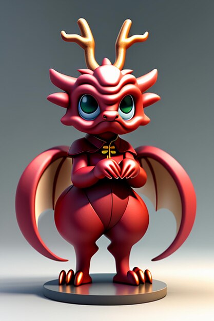 Cartoon animation chinese dragon baby anthropomorphic 3d rendering character model figure product