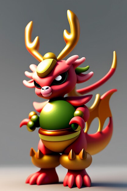 Photo cartoon animation chinese dragon baby anthropomorphic 3d rendering character model figure product