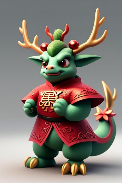 Cartoon Animation Chinese Dragon Baby Anthropomorphic 3D Rendering Character Model Figure Product