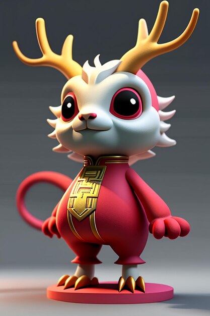 Photo cartoon animation chinese dragon baby anthropomorphic 3d rendering character model figure product