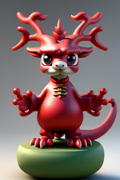 Cartoon animation chinese dragon baby anthropomorphic 3d rendering character model figure product