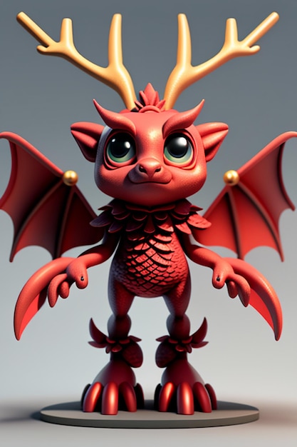 Мультфильм анимация китайский дракон ребенок антропоморфный 3D-рендеринг модель персонажа рисунок продукта