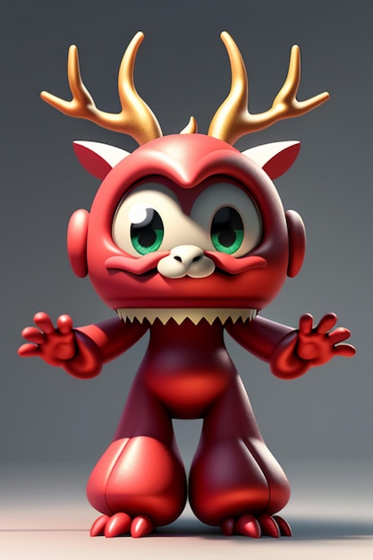 Cartoon Animation Chinese Dragon Baby Anthropomorphic 3D Rendering Character Model Figure Product