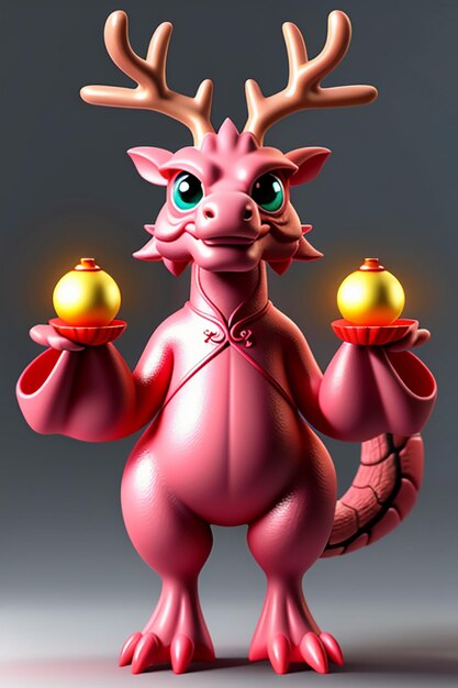 Cartoon animation chinese dragon baby anthropomorphic 3d rendering character model figure product