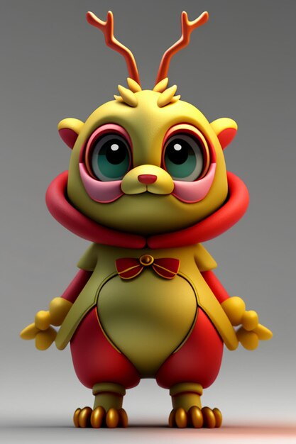 Cartoon animation chinese dragon baby anthropomorphic 3d rendering character model figure product