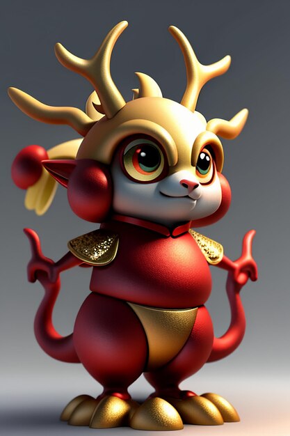 Photo cartoon animation chinese dragon baby anthropomorphic 3d rendering character model figure product