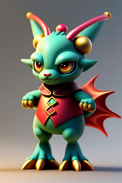 Cartoon animation chinese dragon baby anthropomorphic 3d rendering character model figure product