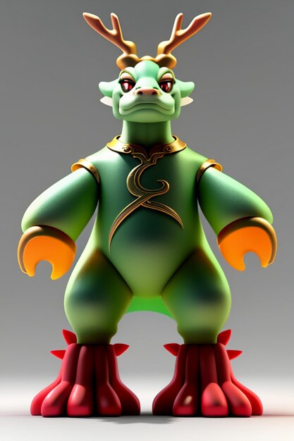 Photo cartoon animation chinese dragon baby anthropomorphic 3d rendering character model figure product