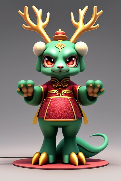 Photo cartoon animation chinese dragon baby anthropomorphic 3d rendering character model figure product