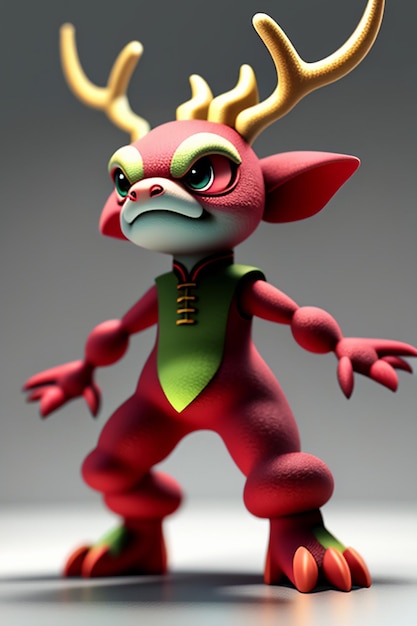 Cartoon Animation Chinese Dragon Baby Anthropomorphic 3D Rendering Character Model Figure Product