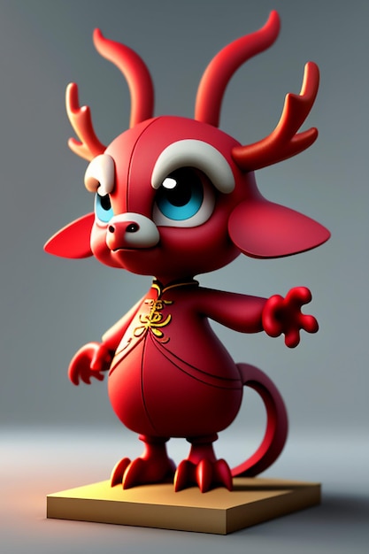 Cartoon Animation Chinese Dragon Baby Anthropomorphic 3D Rendering Character Model Figure Product