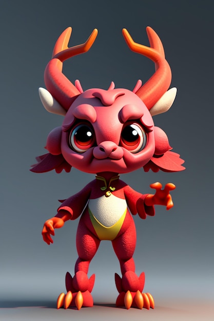 Cartoon animation chinese dragon baby anthropomorphic 3d rendering character model figure product