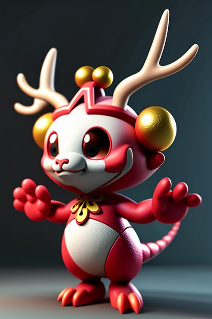 Cartoon animation chinese dragon baby anthropomorphic 3d rendering character model figure product