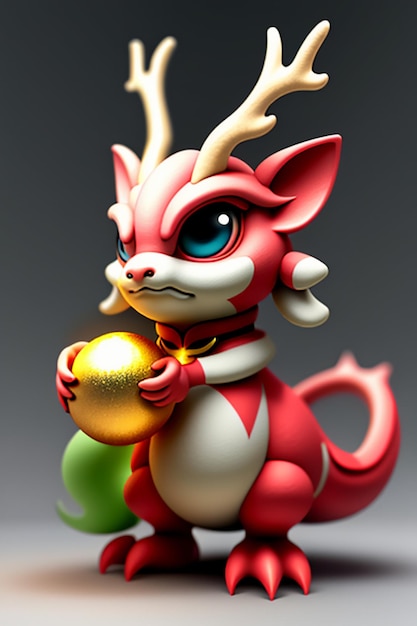 Cartoon Animation Chinese Dragon Baby Anthropomorphic 3D Rendering Character Model Figure Product