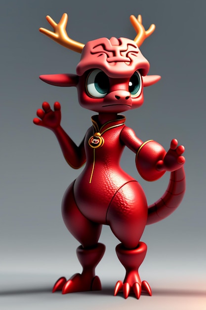 Cartoon Animation Chinese Dragon Baby Anthropomorphic 3D Rendering Character Model Figure Product