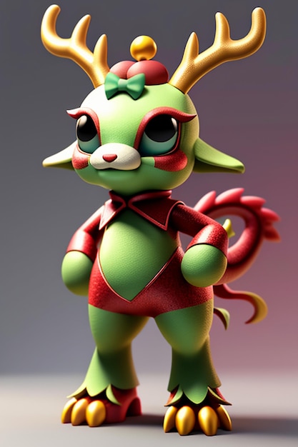 Cartoon Animation Chinese Dragon Baby Anthropomorphic 3D Rendering Character Model Figure Product