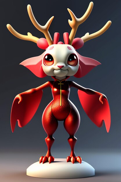 Cartoon Animation Chinese Dragon Baby Anthropomorphic 3D Rendering Character Model Figure Product