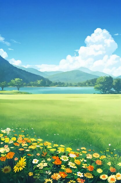 Cartoon animation scene outdoor scenery game wallpaper background illustration design banner