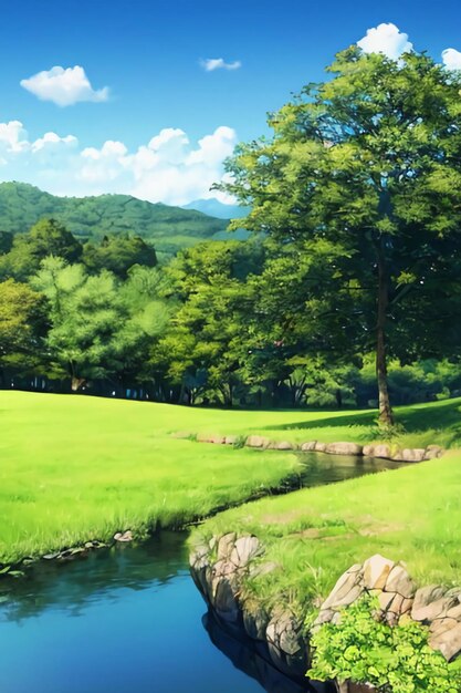 Cartoon animation scene outdoor scenery game wallpaper background illustration design banner