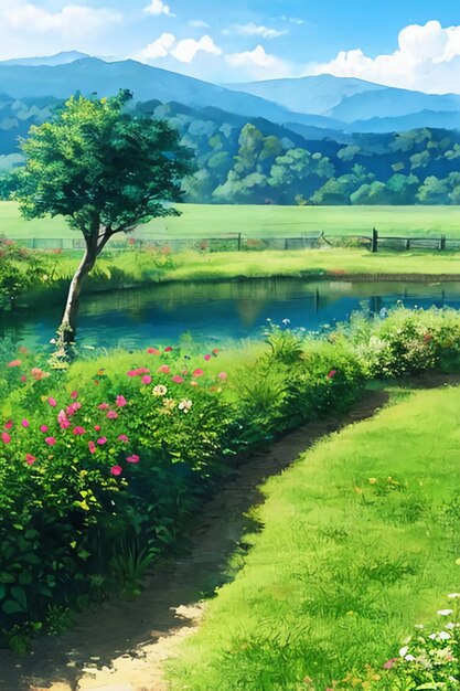 Cartoon animation scene outdoor scenery game wallpaper background illustration design banner
