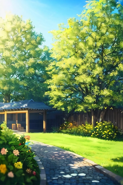 Cartoon animation scene outdoor scenery game wallpaper background illustration design banner