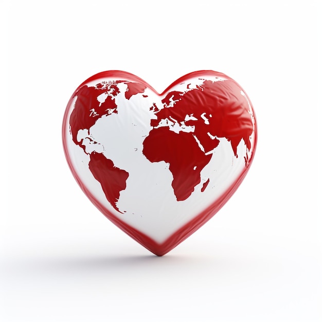 cartoon animation of white earth in the form of red love on a white background