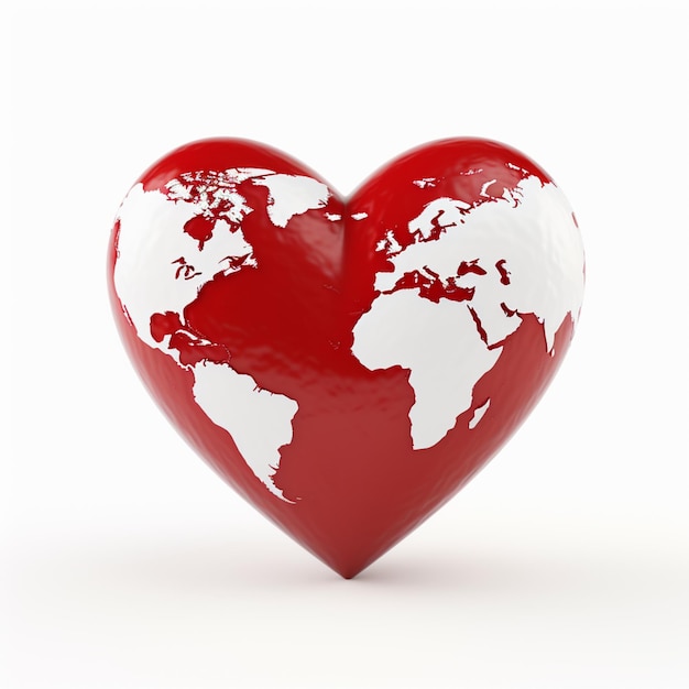 cartoon animation of white earth in the form of red love on a white background