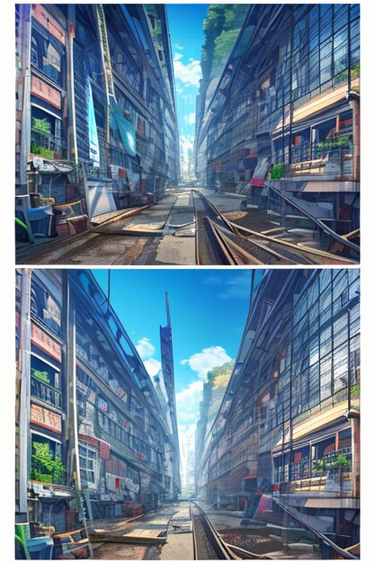 Cartoon anime game scene illustration landscape wallpaper background children cartoon style