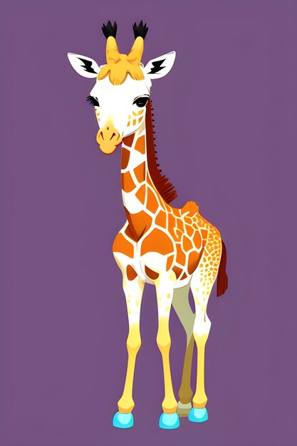 Cartoon anime giraffe sticker 2d t shirt design cute giraffe