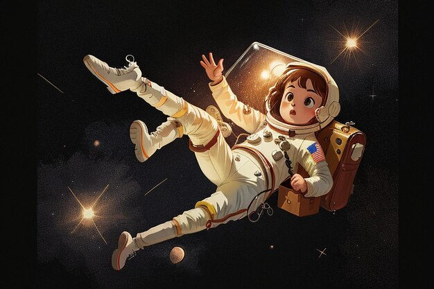 Space - Anime Style Astronaut In Spacesuit Planets Stars, an art print by  Anass Benktitou - INPRNT