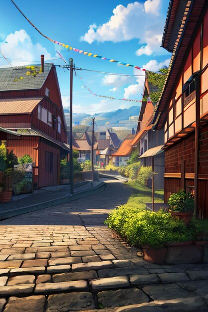 Foto cartoon anime spel scène illustratie landschap behang achtergrond kinderen cartoon stijl