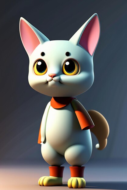 Cartoon anime stijl kawaii schattige kat personage model 3D rendering product ontwerp spel speelgoed ornament