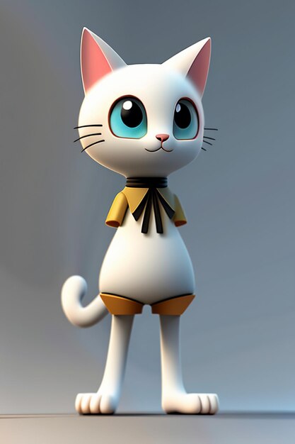 Cartoon anime stijl kawaii schattige kat personage model 3D rendering product ontwerp spel speelgoed ornament