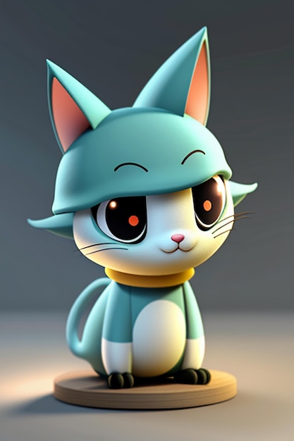 Photo cartoon anime style kawaii cute cat character model 3d rendering product design game toy ornament