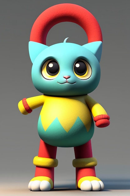 Cartoon anime style kawaii cute cat character model 3d rendering product design game toy ornament