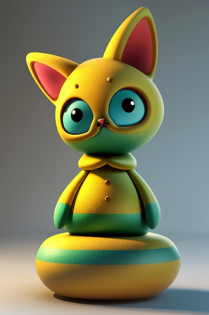 Cartoon anime style kawaii cute cat character model 3d rendering product design game toy ornament