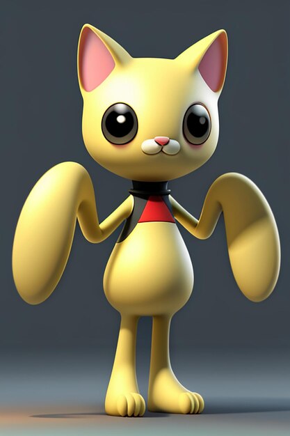 Foto cartoon anime stile kawaii gatto carino modello di personaggio 3d rendering progettazione del prodotto gioco ornamento giocattolo