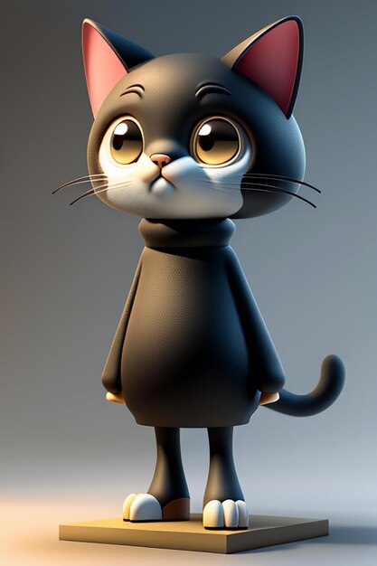 Cartoon anime style kawaii cute cat character model 3d rendering product design game toy ornament