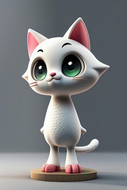 Foto cartoon anime stile kawaii gatto carino modello di personaggio 3d rendering progettazione del prodotto gioco ornamento giocattolo