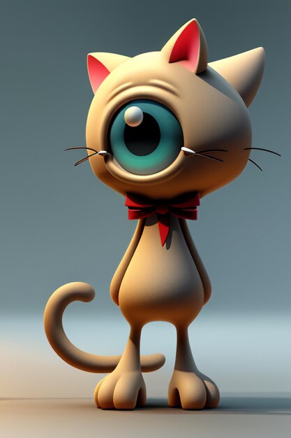 Foto cartoon anime stile kawaii gatto carino modello di personaggio 3d rendering progettazione del prodotto gioco ornamento giocattolo