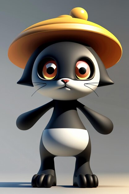 Foto ornamento del giocattolo del gioco di progettazione del prodotto di rendering 3d del personaggio del gatto carino kawaii in stile anime del fumetto