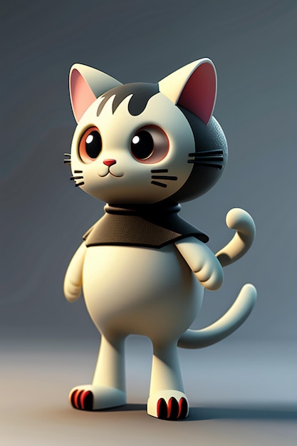 Photo cartoon anime style kawaii cute cat character model 3d rendering product design game toy ornament