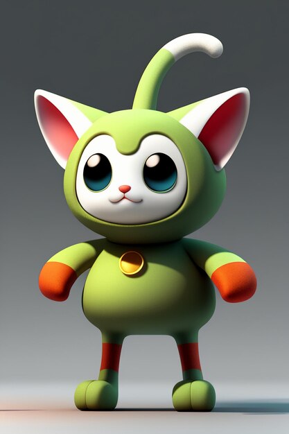 Cartoon anime style kawaii cute cat character model 3d rendering product design game toy ornament