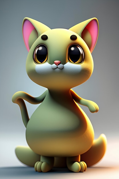 Cartoon anime style kawaii cute cat character model 3D rendering product design game toy ornament