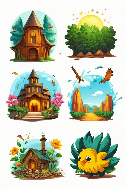 Photo cartoon anime style painting illustration design element minimalism wallpaper background creative