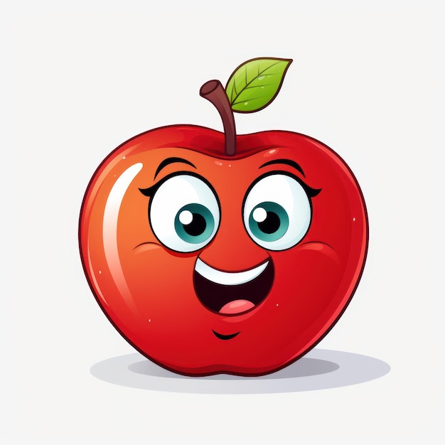 Cartoon apple isolated on white background Vector illustration of apple character